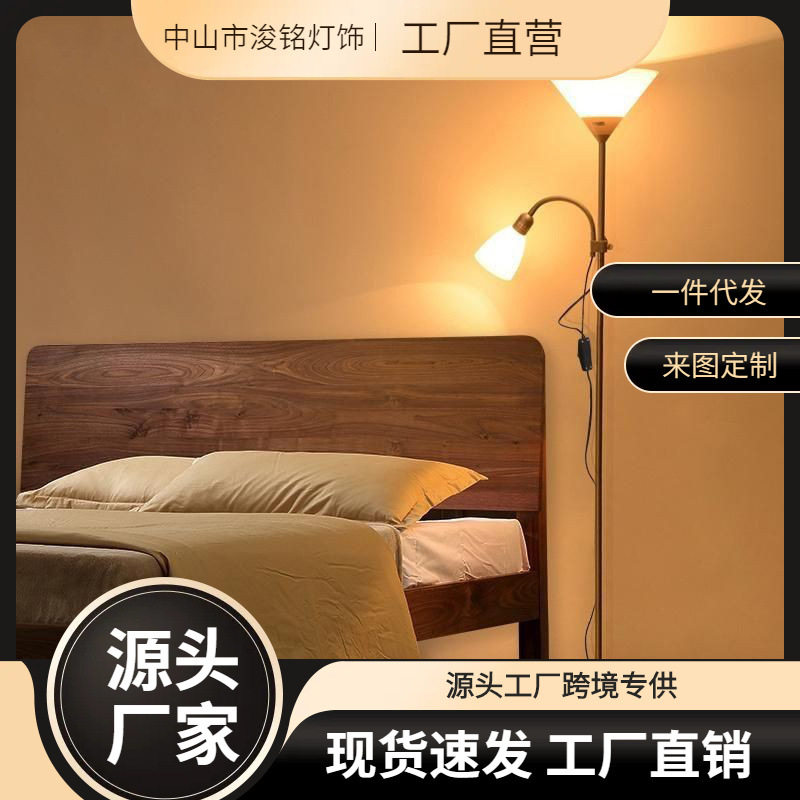 北欧双头子母阅读遥控LED落地灯