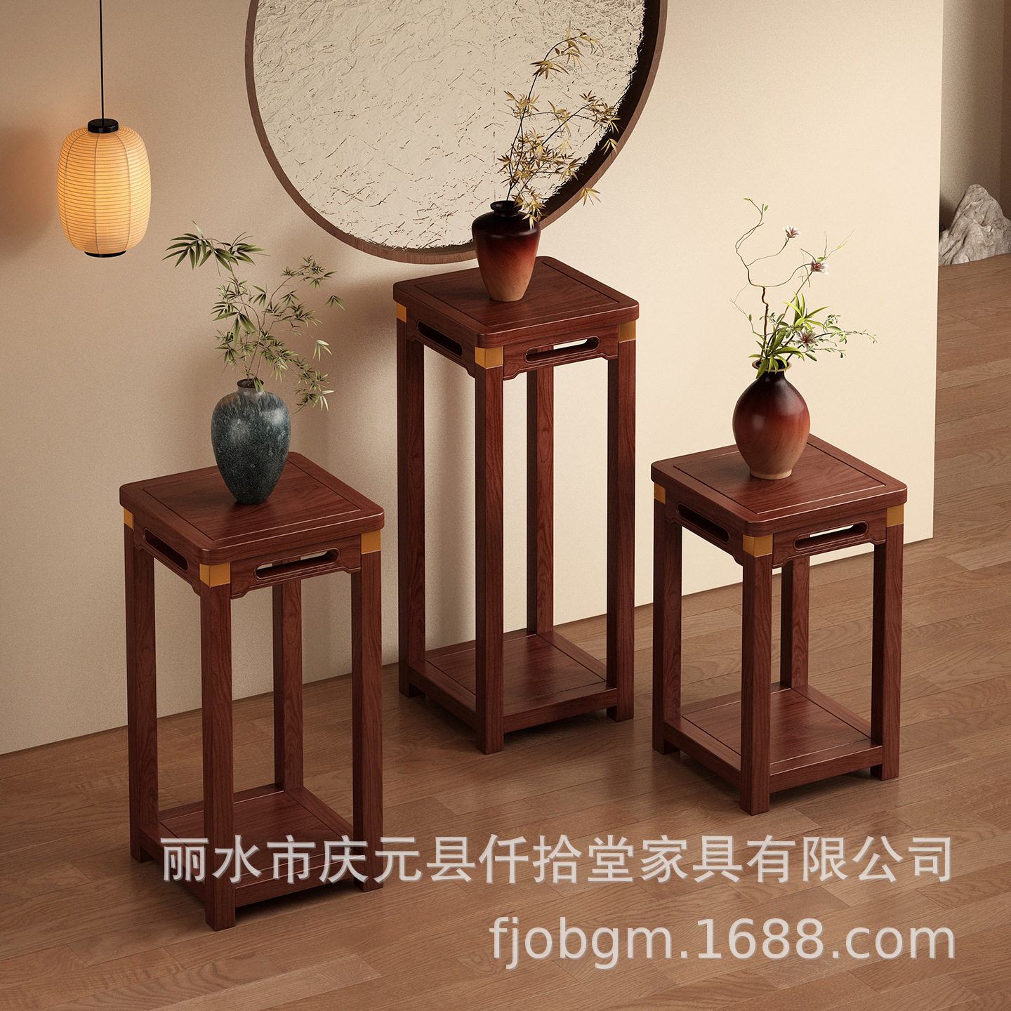 室内花台中式花架子客厅落地式双层置物架绿植花盆摆放架鱼缸架