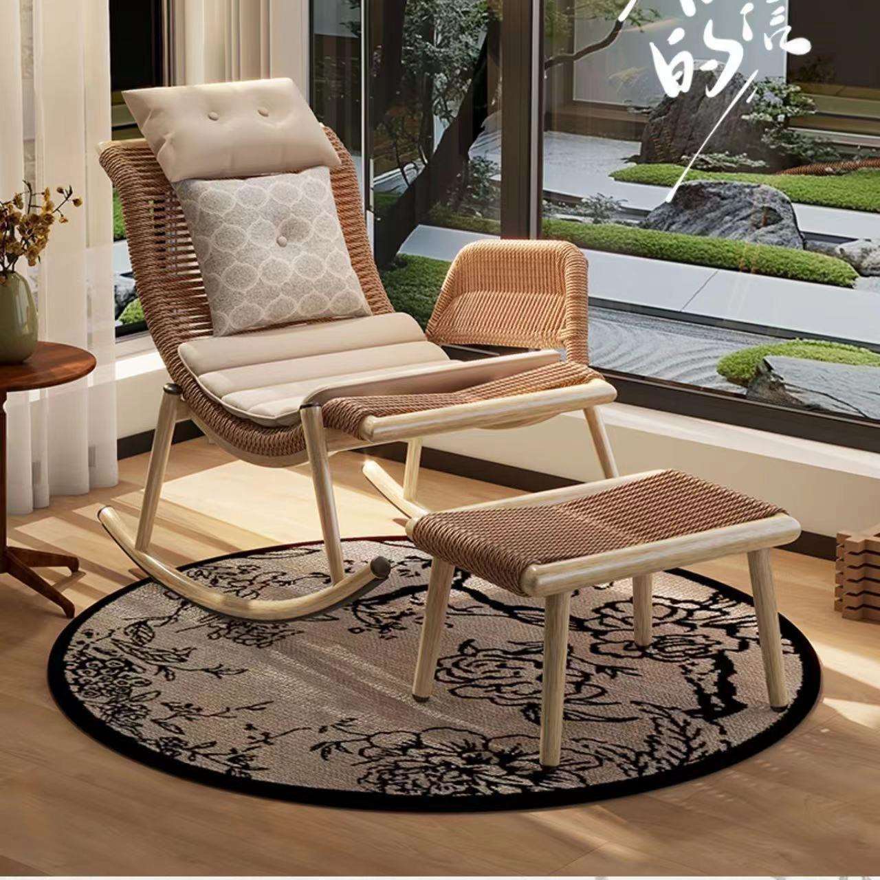 户外摇摇椅躺椅成人家用客厅懒人沙发椅阳台单人藤椅庭院复古摇椅