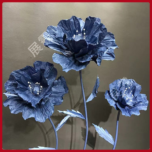 婚庆立柱花场假纸花布花纱花皱纹花酒店婚礼路引铁艺花道具装饰花