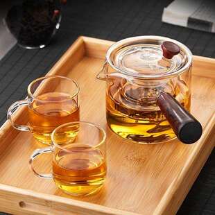 高硼硅玻璃煮茶壶侧把壶煮茶器冲茶器带茶漏茶具套装直觉壶套装