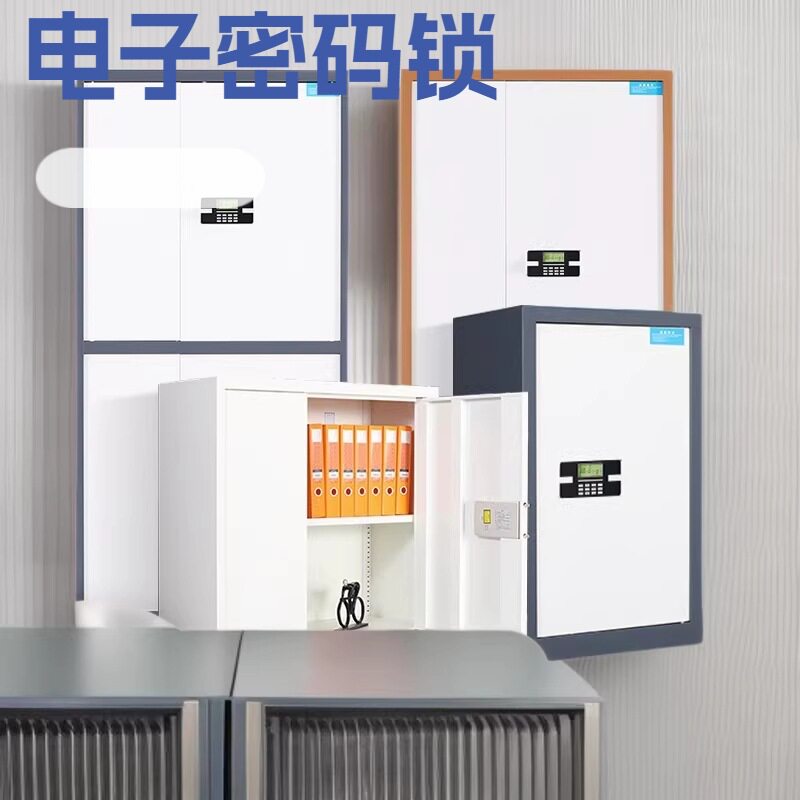钢制保密柜密码文件柜财务办公室资料柜加厚带锁通双节电子密码柜