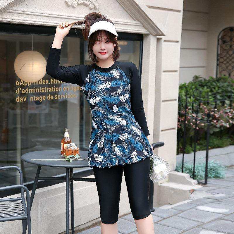 妈妈泡温泉泳衣中老年女士2023新款爆款显瘦遮肚保守大码分体泳装