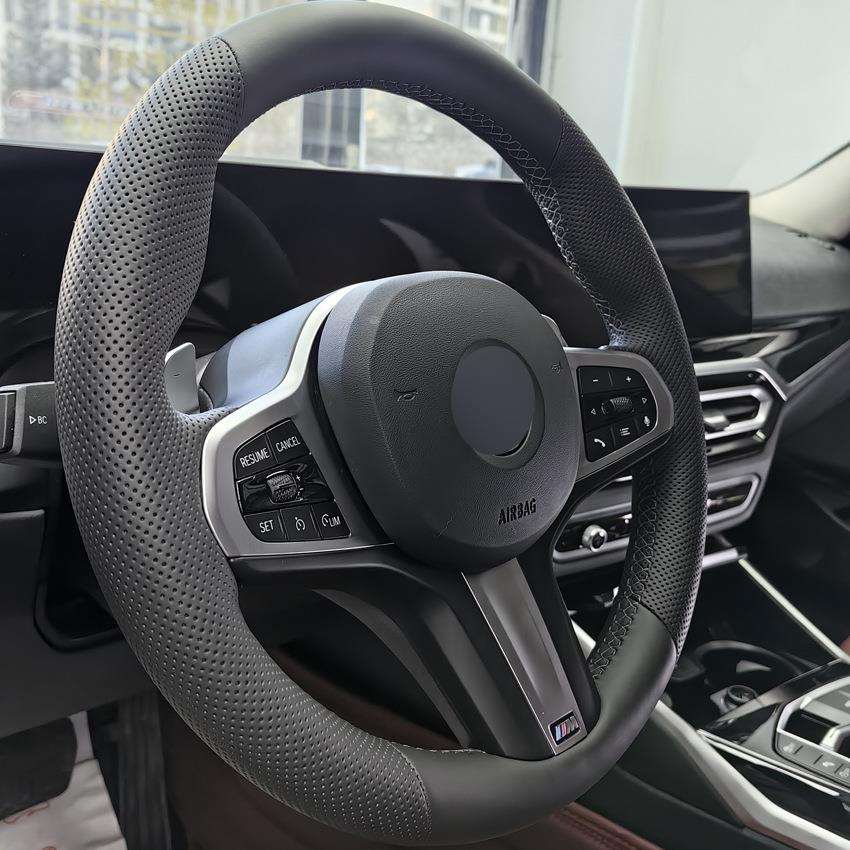 专用适用宝马5系3系x3x1三系x5五系5301系ix3520真皮手缝方向盘套