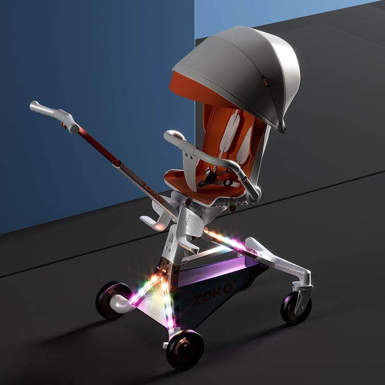 婴儿车可坐可躺溜娃神器手推车轻便可折叠一键儿童双向遛娃高景观