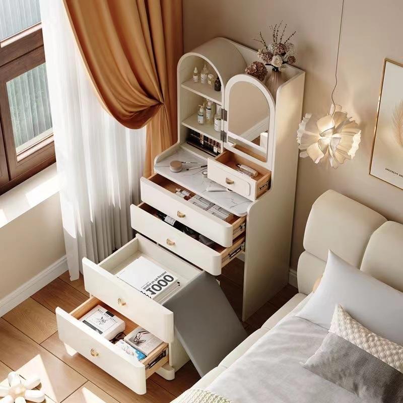 小型卧室梳妆台床头柜一体现代简约小户型化妆书桌多功能收纳斗柜