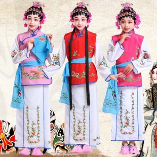 京剧儿童戏服戏曲演出服装戏剧小姐花旦小衣包丫鬟坎肩卖水戏曲服