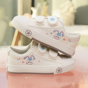 休闲儿童小白板鞋 女童帆布鞋 宝宝可爱布鞋 幼儿园室内童鞋 2023春季