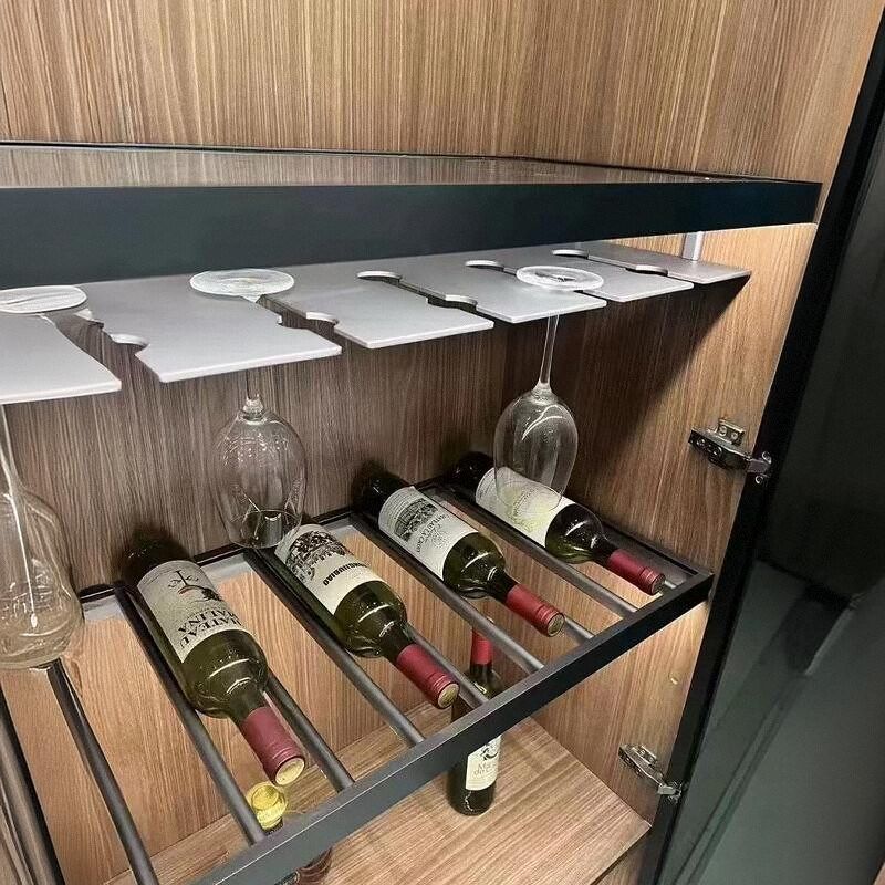 红酒架斜放 红酒收纳架酒柜红酒层板铝合金酒格架LED发光金属酒架图片