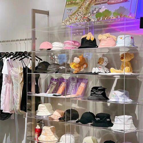 服装店亚克力展示架全透明鞋展示柜鞋包饰品橱窗落地收纳陈列货架