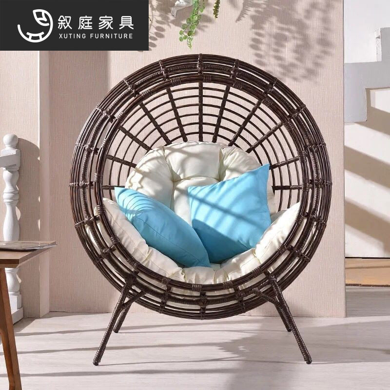 阳台庭院桌椅室内吊篮躺床沙发鸟巢创意藤椅家具单人藤编懒人躺椅