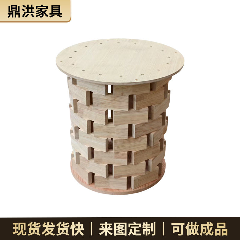 中古诧寂风圆桌支架小户型餐桌脚白蜡木复古实木餐台异形白胚