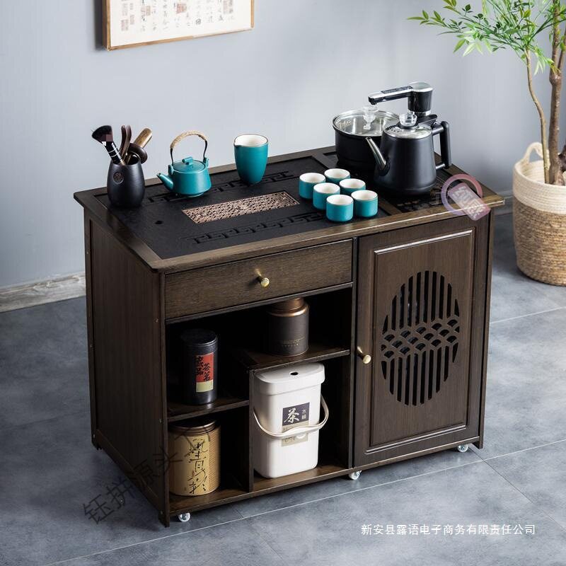 茶台移动小茶桌带轮茶车茶几实木柜茶具烧水一体茶柜家用实木茶几