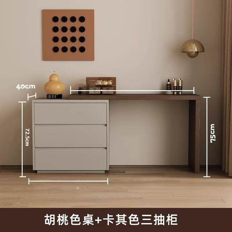 实木奶油风卧室梳妆台极简斗柜简约现代2025新款化妆台一体化妆桌