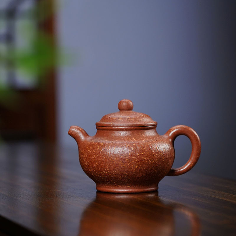 紫砂掇只粗砂15目紫砂壶原矿红降坡茶具壶套装批发全手工朱泥茶壶