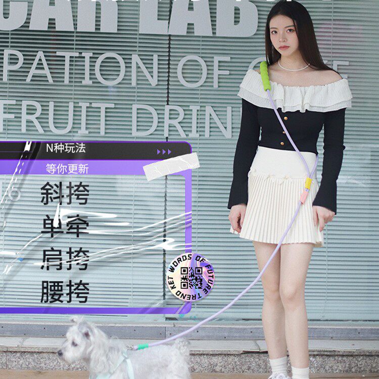 Bororo全新斜跨多功能宠物牵引绳 腰牵 斜挎 单牵一体多功能狗绳