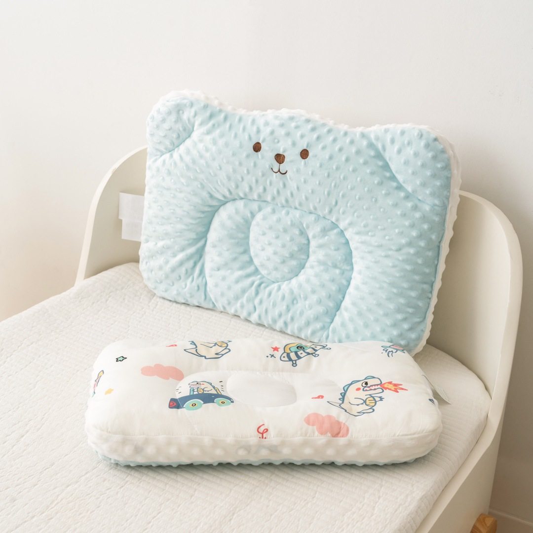 四季款AB版儿童羽丝棉环保透气枕芯婴幼儿3D豆豆绒双面枕头可水洗