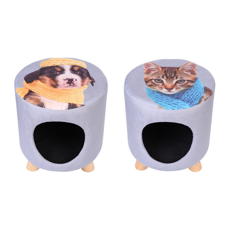 创意猫窝狗窝宠物窝泰迪狗狗窝凳子宠物用品带木脚猫咪凳木质猫窝