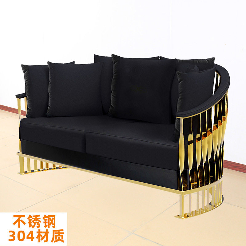 轻奢风弧形设计艺术品质酒店客厅奢华型家具创意休闲双人布艺沙发