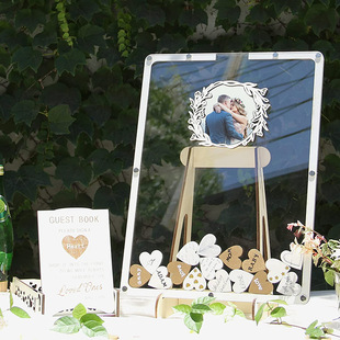 创意爆款婚礼签到台 亚克力工艺品摆件婚庆派对签名板结婚摆饰品