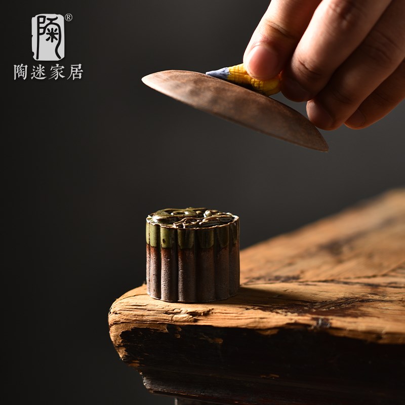 速发清水柴烧盖置茶道配件功夫茶宠摆件复用陶瓷盖托手玩茶器