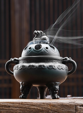 速发大号三足安貅盘香炉仿用室内净化空气檀香貔神助眠沉香香薰炉