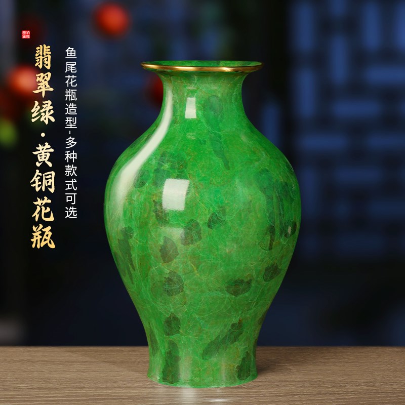 速发中式纯黄铜花花佛前佛桌插花瓶上供瓶瓶观音玉净饰客厅装瓶品