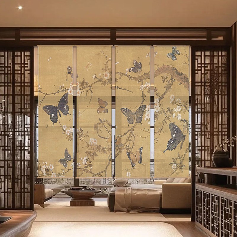 速发新中式国风复古吊幔吊顶半透纱挂布帷幔民宿茶室草棚小院场景