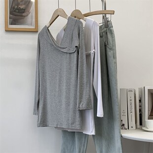 速发莫代尔棉前松V领设计练长袖 垂感宽后舞蹈服感功服爵士 打底衫