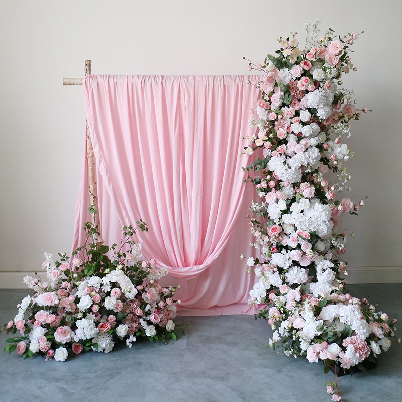 速发排色婚礼花艺布置花装花拱门花粉路引摆套直播间拍照背景花卉
