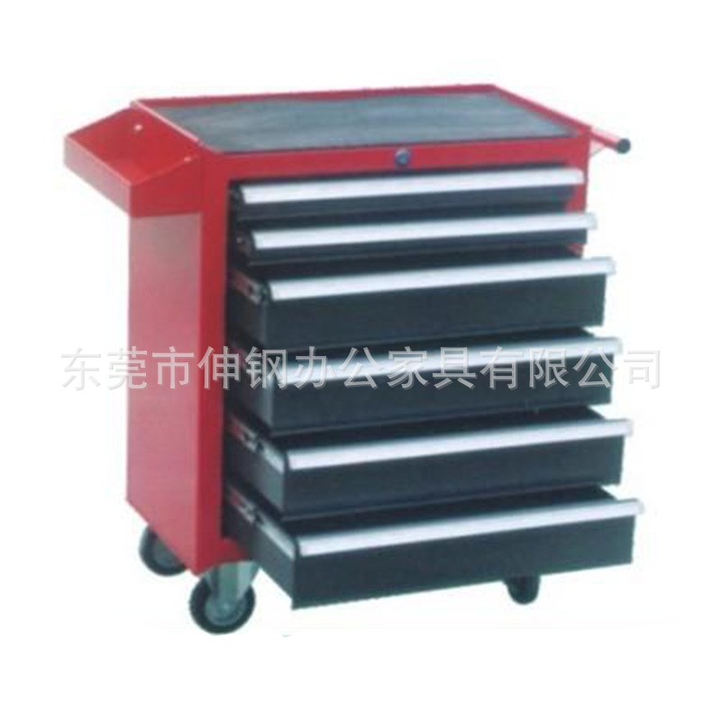 速发五抽屉手推工具柜 七抽式重型五金零件车汽保刀具车 办公家具