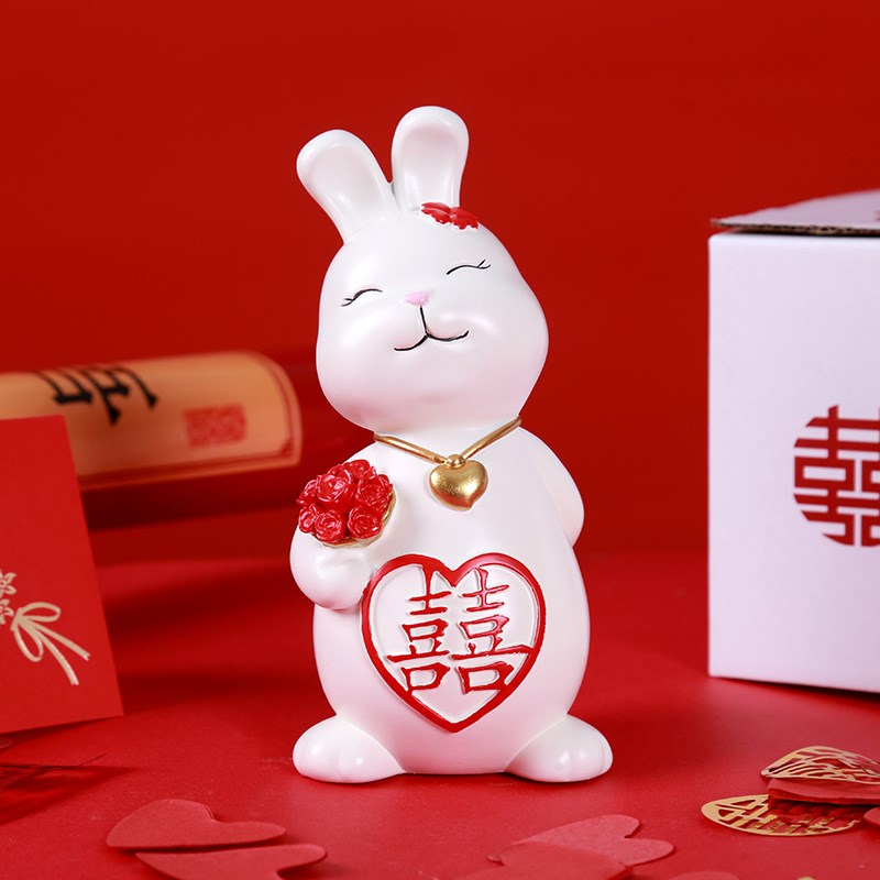 速发新婚摆件订婚布意兔子礼物饰品礼品家居饰装创置新人情侣家居