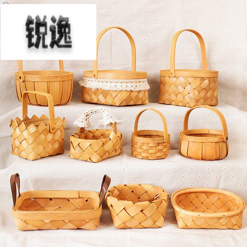 速发手工编织成品蓝子框子幼儿包野餐水果鸡藤姜蒜面园蛋编竹编收图片
