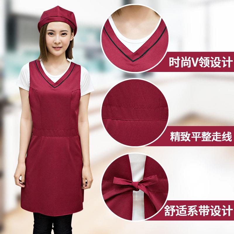 新款直销韩版背带围裙定制logo花店水果超市快餐汉堡奶茶店服务员