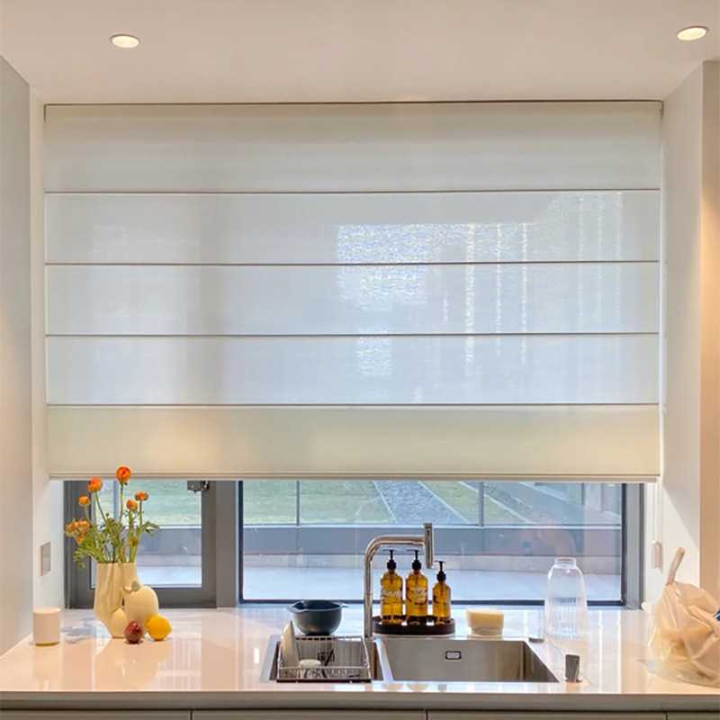 新款直销罗马帘现代简约办公室写字楼茶室卷帘透光不透人升降折叠