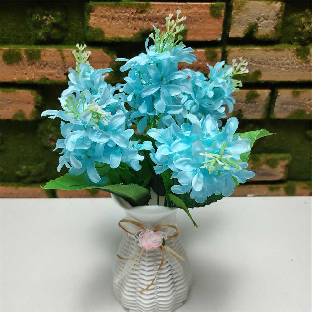 新款直销清新田园风格5杈风信子 装饰绣球花水草薰衣草植物仿真叶