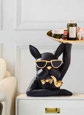 新款直销法斗犬收纳托盘放钥匙摆件玄关门口壁柜鞋柜高档装饰乔迁