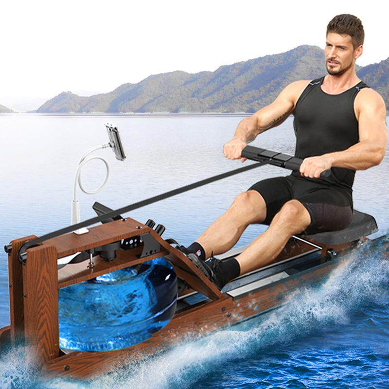 直销新款水阻划船机家用智能竞技木质划船器纸牌屋运动健身器