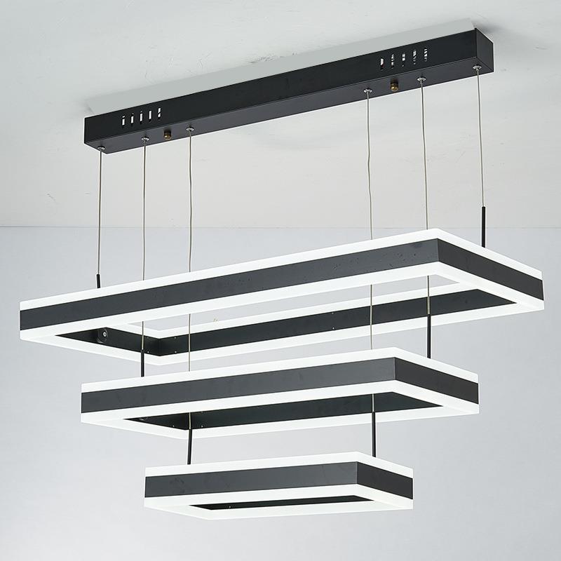 直销新款客厅led吊灯现代简约大气网红餐厅吊灯吧台灯方形办公室