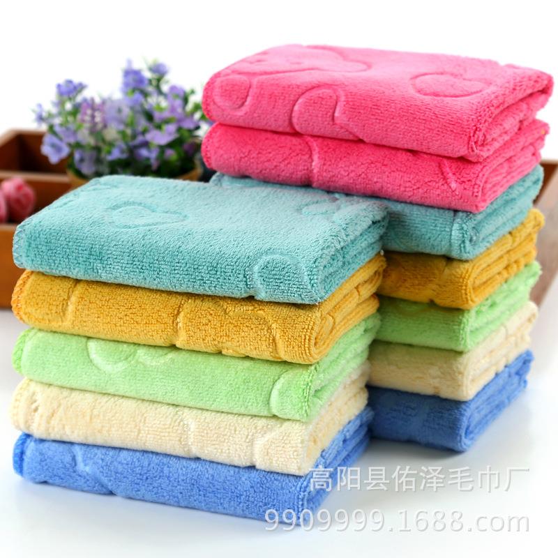 直销新款卡通柔软超细纤维小方巾吸水宝宝挂式口水手帕清洁小毛巾