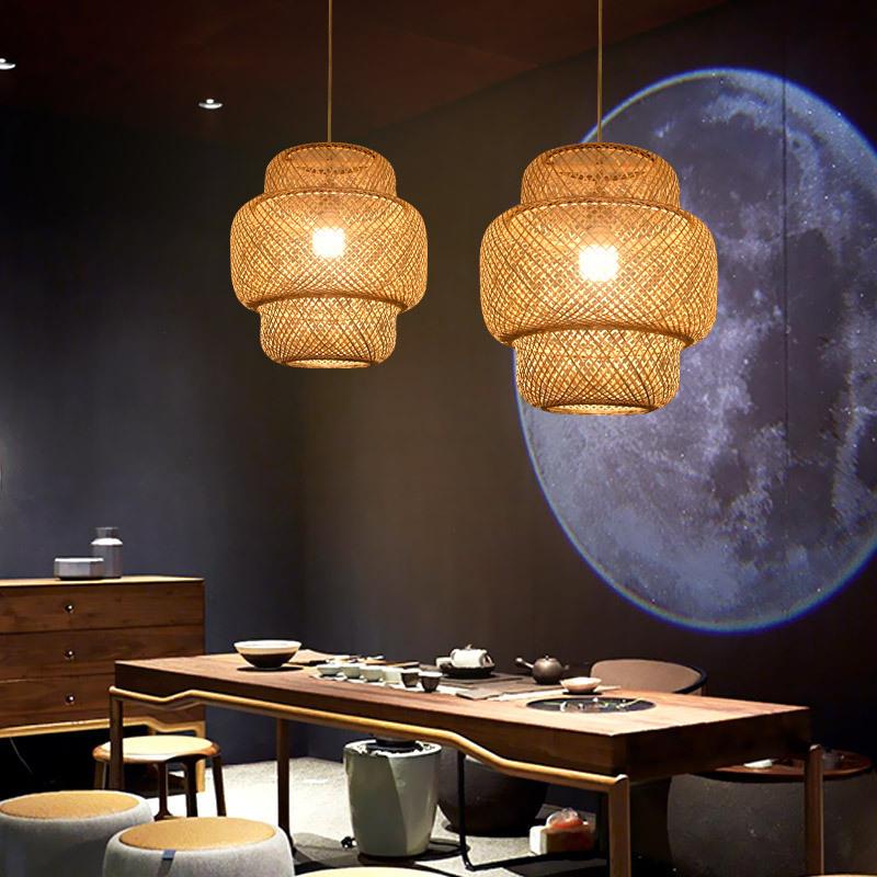 直销新款中式竹编吊灯创意灯笼火锅店餐厅酒店茶楼民宿灯日式个性