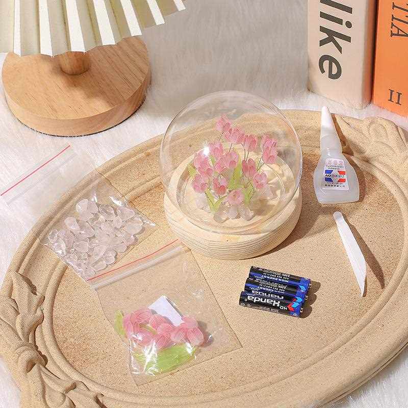 直销新款郁金香花朵材料包配件灯三八节520送礼物星球造型夜光夜