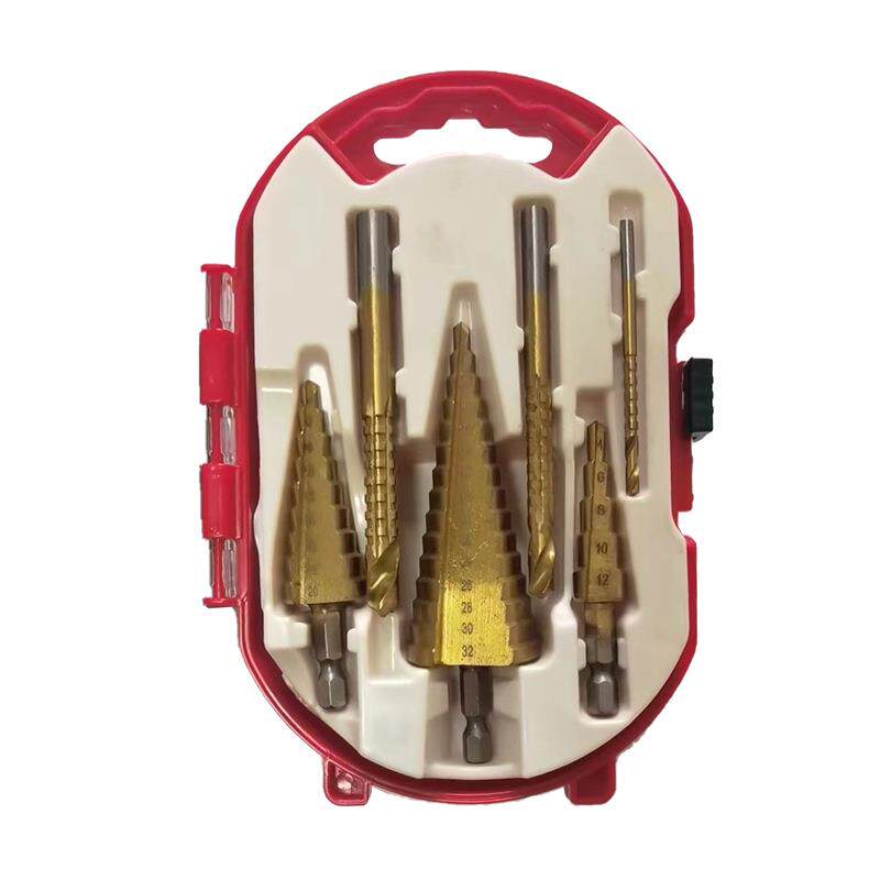 直销新款6pcs高速钢宝塔钻木工拉槽锯齿钻塑盒套装 6件套阶梯钻锯