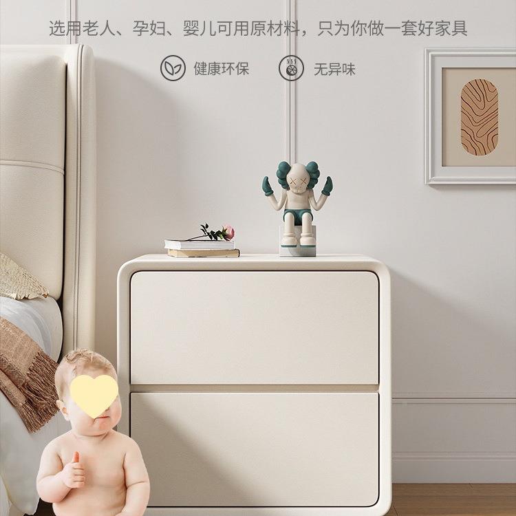 2MXU025新款床柜实木简约现边代小型头置物架家用卧室收纳油奶风