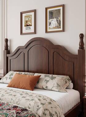 美的式实木床1米8双人床15床出租房用1米单人床架家用卧室米UPJ大