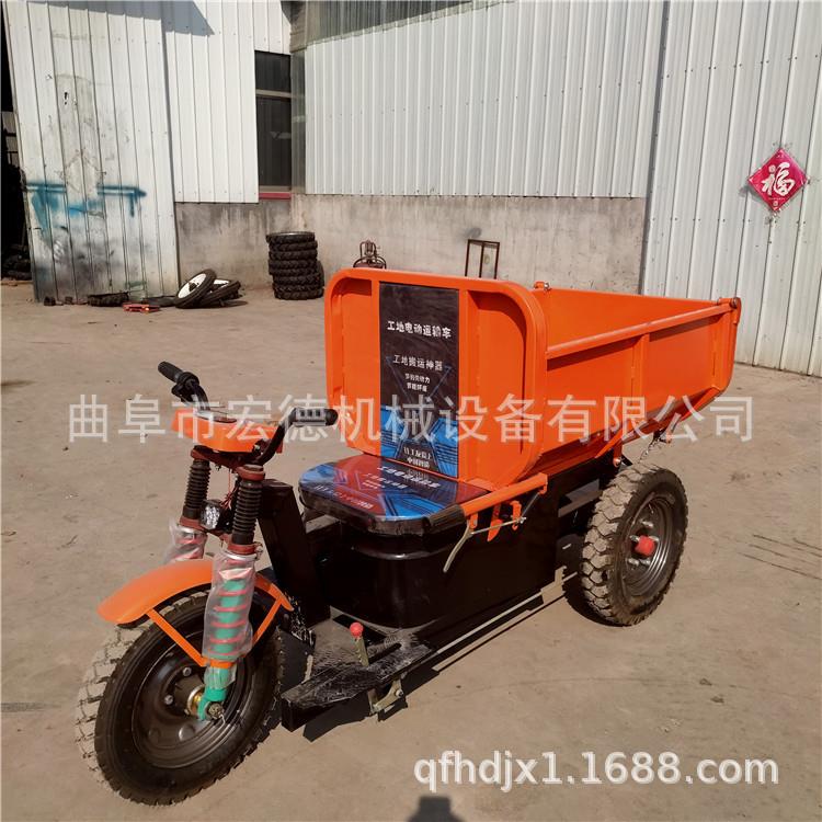 工程三轮车工地电动三轮灰斗平板斜斗车建筑运输水泥砂翻斗车