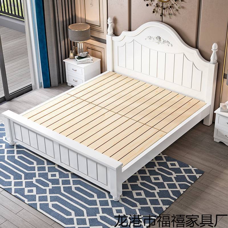 实木床现代简约1.5米双人床1.2m经济型出租房用1.8主卧公主单人床