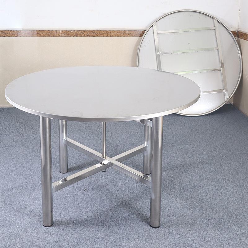 全板不锈钢圆桌餐桌家圆面DFE出租屋餐馆酒席折叠桌8人10人桌用桌