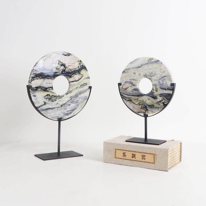 现代新中式大理石水平安扣风件家装茶楼酒客YVV店厅别墅软摆装工