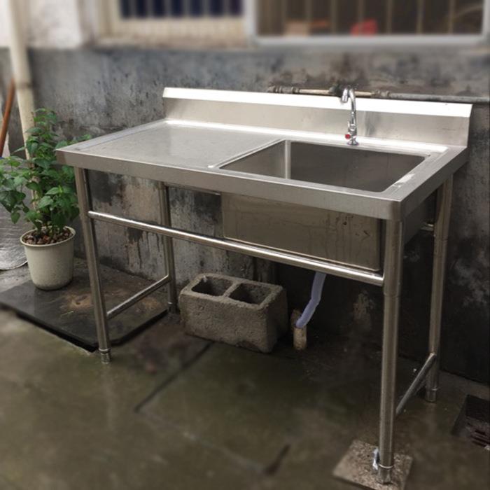 简易食堂用洗菜工水盆作台锈钢架子水KX-64389槽台面一商体切菜不